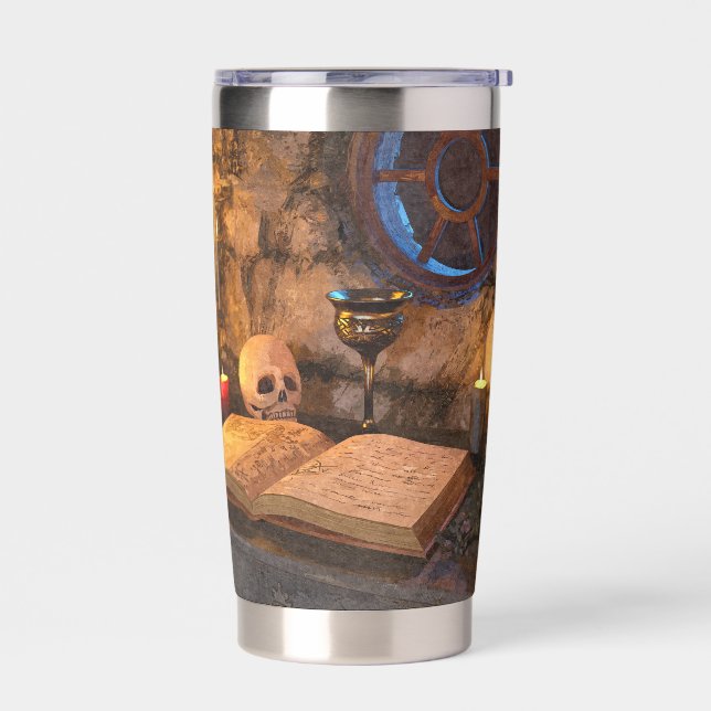 Mediaeval Fantasy Wizard's Study Insulated Tumbler (Left)