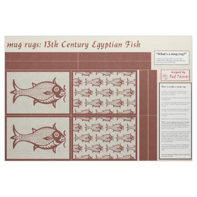 Mediaeval Fish mug rugs Fabric (Fat Quarter)
