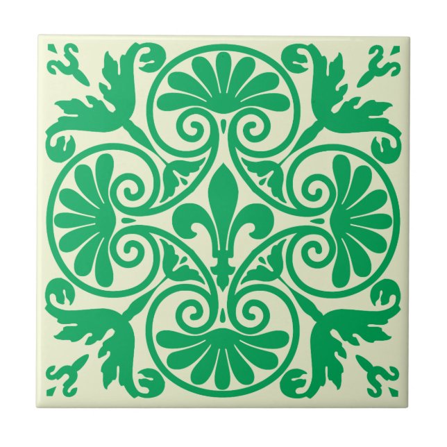 Mediaeval Fleur De Lis Pattern Ceramic Tile (Front)