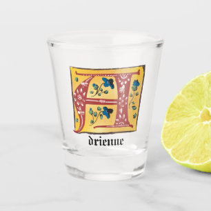 Mediaeval Floral Illuminated Letter A Monogram  Shot Glass