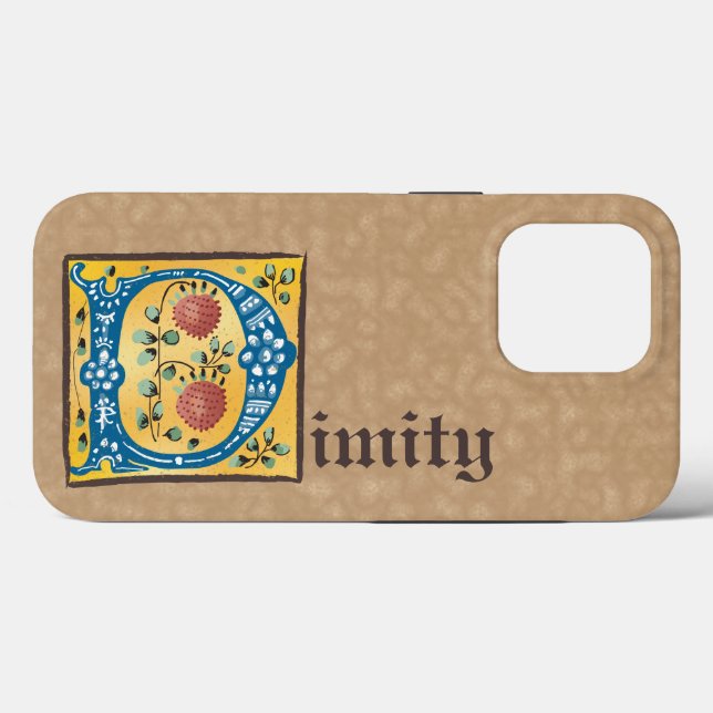 Mediaeval Floral Illuminated Letter D Monogram Case-Mate iPhone Case (Back (Horizontal))