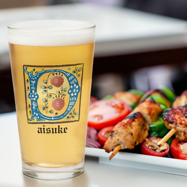 Mediaeval Floral Illuminated Letter D Monogram Glass (Creator Uploaded)