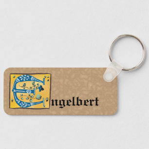 Mediaeval Floral Illuminated Letter E Monogram Key Ring