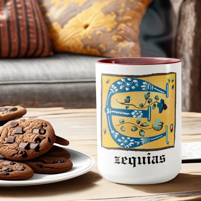 Mediaeval Floral Illuminated Letter E Monogram Mug (Creator Uploaded)