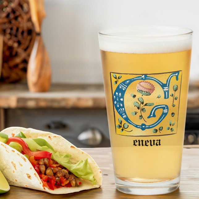 Mediaeval Floral Illuminated Letter G Monogram Glass (Creator Uploaded)