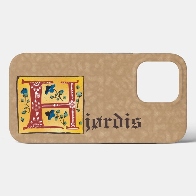 Mediaeval Floral Illuminated Letter H Monogram Case-Mate iPhone Case (Back (Horizontal))