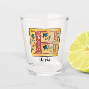 Mediaeval Floral Illuminated Letter H Monogram Shot Glass
