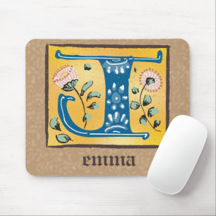 Mediaeval Floral Illuminated Letter J Monogram Mouse Pad