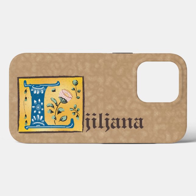 Mediaeval Floral Illuminated Letter L Monogram Case-Mate iPhone Case (Back (Horizontal))