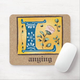 Mediaeval Floral Illuminated Letter L Monogram Mouse Pad