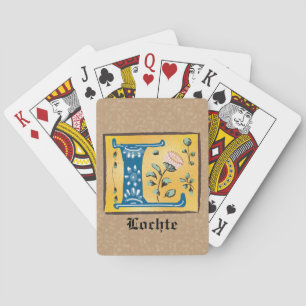 Mediaeval Floral Illuminated Letter L Monogram Playing Cards