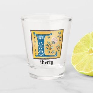 Mediaeval Floral Illuminated Letter L Monogram Shot Glass
