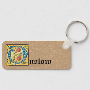 Mediaeval Floral Illuminated Letter O Monogram Key Ring