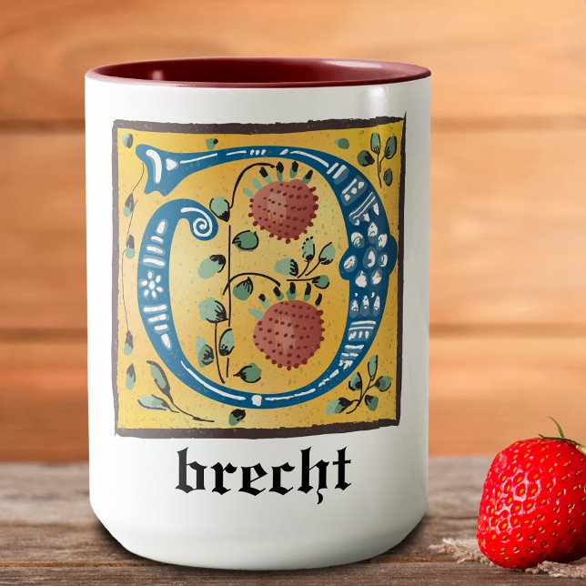 Mediaeval Floral Illuminated Letter O Monogram Mug (Creator Uploaded)