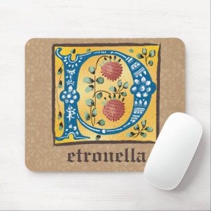 Mediaeval Floral Illuminated Letter P Monogram Mouse Pad