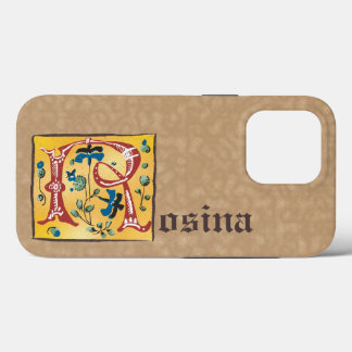 Mediaeval Floral Illuminated Letter R Monogram iPhone 13 Pro Case