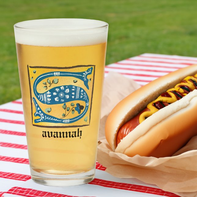 Mediaeval Floral Illuminated Letter S Monogram Glass (Creator Uploaded)