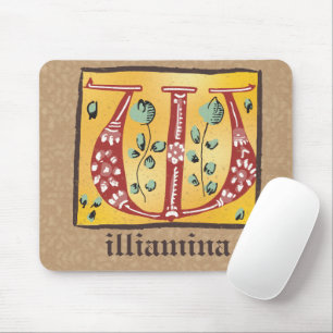Mediaeval Floral Illuminated Letter W Monogram Mouse Pad