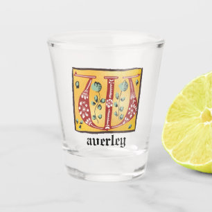 Mediaeval Floral Illuminated Letter W Monogram Shot Glass