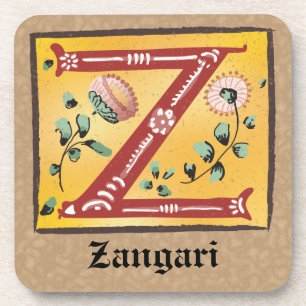 Mediaeval Floral Illuminated Letter Z Monogram Coaster