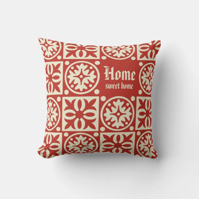 Mediaeval floral ornaments Home sweet home text Cushion (Front)