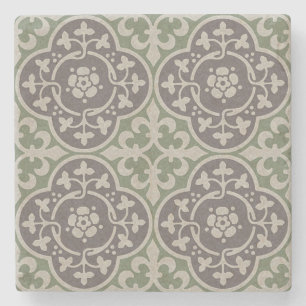 Mediaeval Floral Quatrefoils Stone Coaster