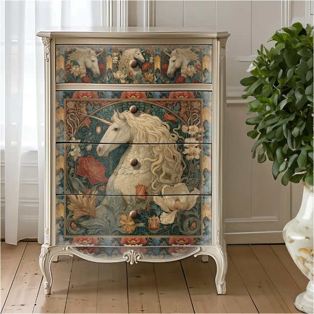 Mediaeval Floral William Morris Style Unicorn Tissue Paper (Creator Uploaded)