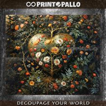 Mediaeval flowers composition with gold heart -