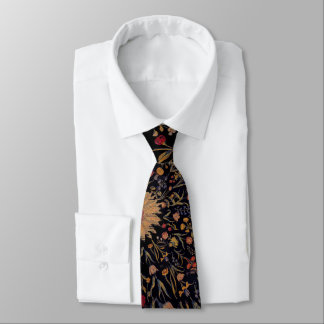 Mediaeval Flowers On Black Tie