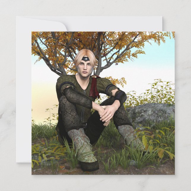 Mediaeval Forest Prince Fantasy Portrait Card (Front)