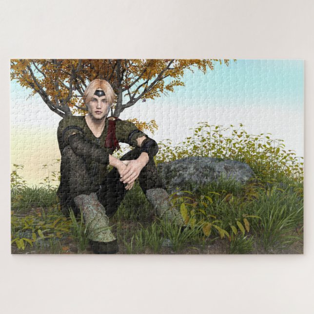Mediaeval Forest Prince Fantasy Portrait Jigsaw Puzzle (Horizontal)