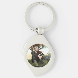 Mediaeval Forest Prince Fantasy Portrait Key Ring