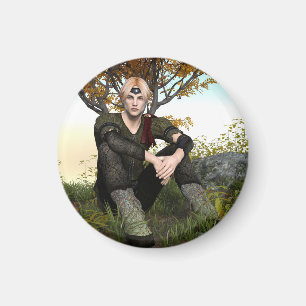 Mediaeval Forest Prince Fantasy Portrait Magnet