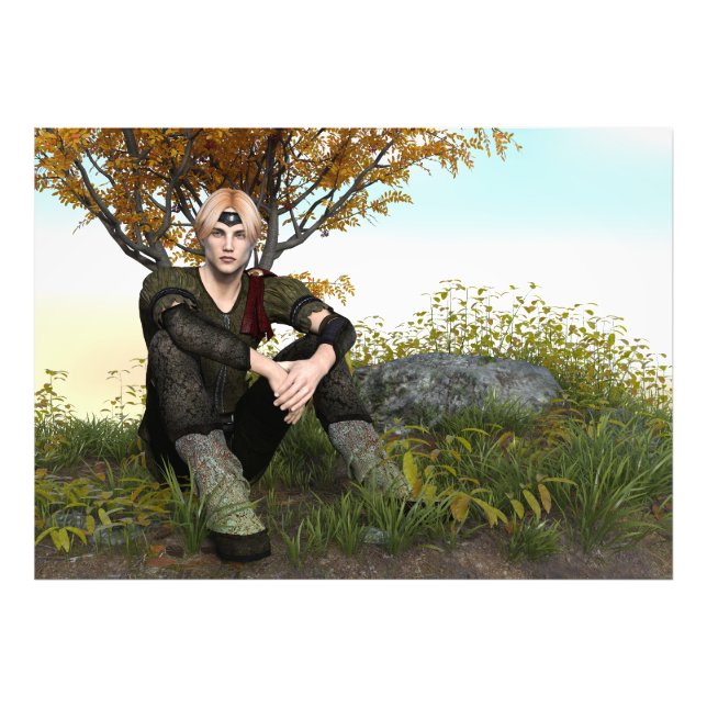 Mediaeval Forest Prince Fantasy Portrait Photo Print (Front)