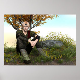 Mediaeval Forest Prince Fantasy Portrait Poster