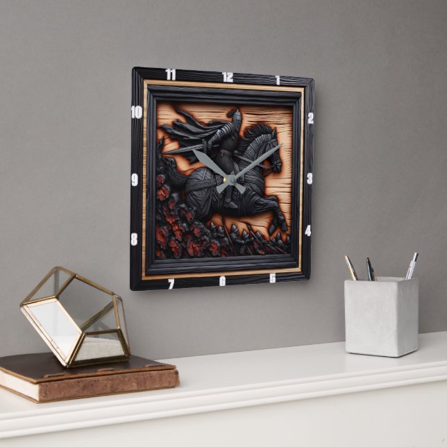 Mediaeval Fray: Burn Art Choice Square Wall Clock (Office)