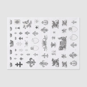 Mediaeval French Crown Heraldry Fleur de Lis Tissu Tissue Paper