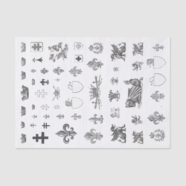 Mediaeval French Crown Heraldry Fleur de Lis Tissu Tissue Paper (Front)