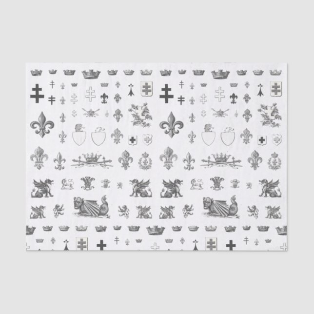 Mediaeval French Crown Heraldry Fleur de Lis Tissue Paper (Front)