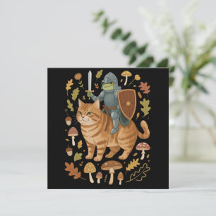 Mediaeval Frog on Orange Cat Goblincore Weird Stuf Invitation
