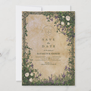 Mediaeval Garden Romance Wedding Save The Date
