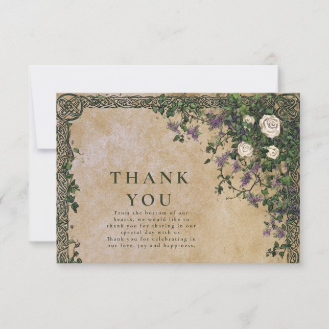 Mediaeval Garden Romance Wedding Thank You Card (Front)