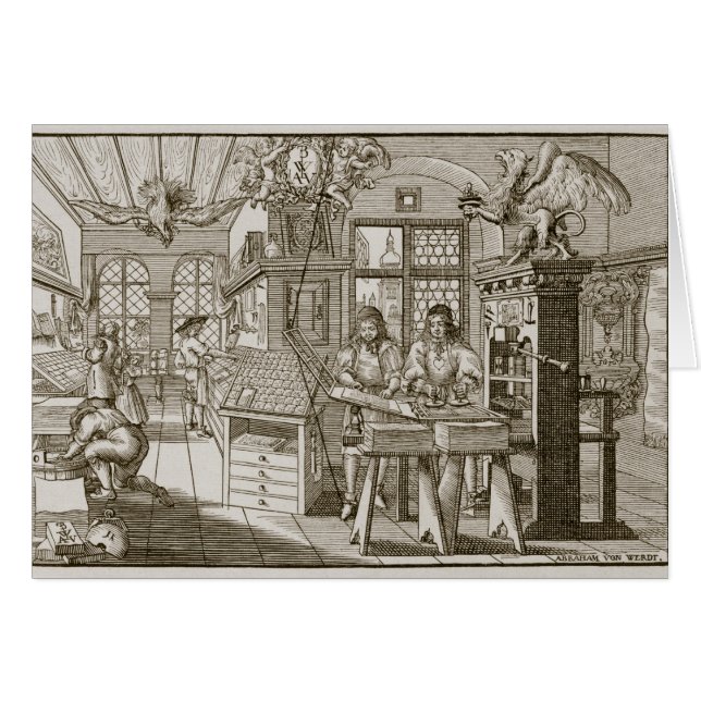 Mediaeval German printing press (engraving) (Front Horizontal)