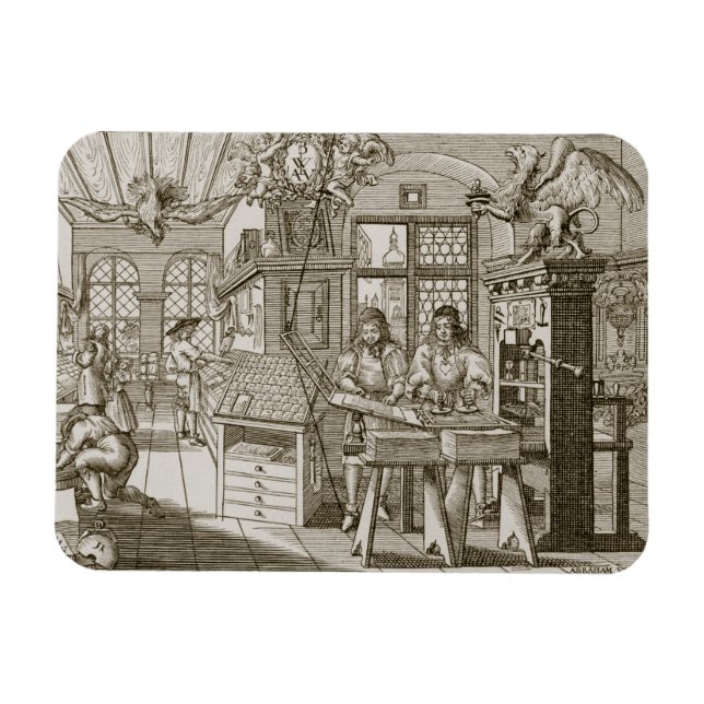 Mediaeval German printing press (engraving) Magnet (Horizontal)