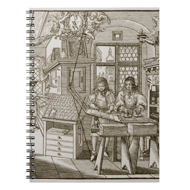 Mediaeval German printing press (engraving) Notebook (Front)