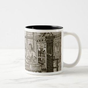 Mediaeval German printing press (engraving) Two-Tone Coffee Mug