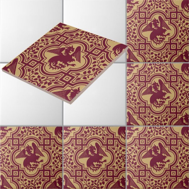 Mediaeval Germanic Griffin Dragon Pattern Ceramic Tile (Creator Uploaded)