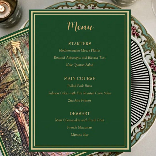 Mediaeval Gold Floral Hearts and Sword Wedding Menu (Creator Uploaded)