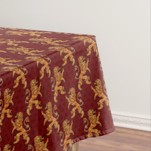 Mediaeval Gold Lion Red Fleur de Lis Tablecloth