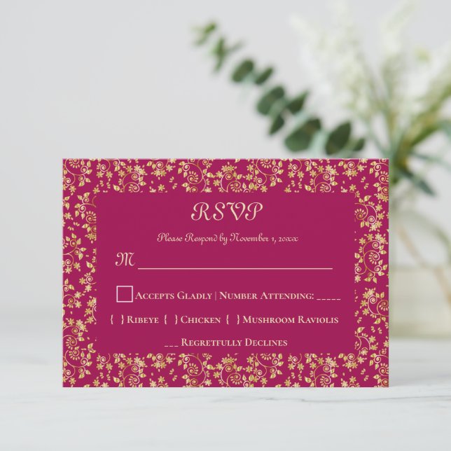 Mediaeval Gold RSVP Card (Standing Front)